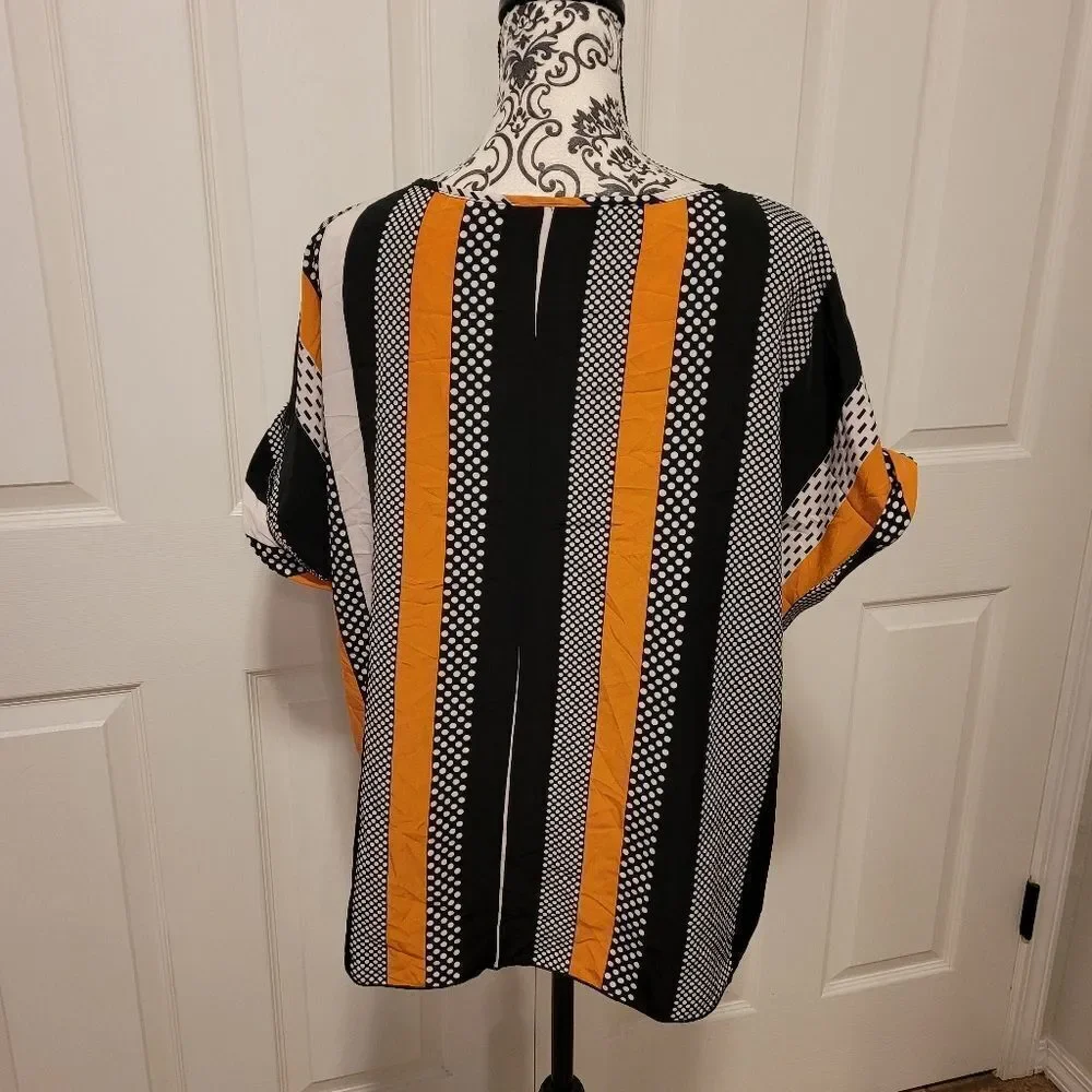 Shein Lune‎ polka dotted striped 1X top